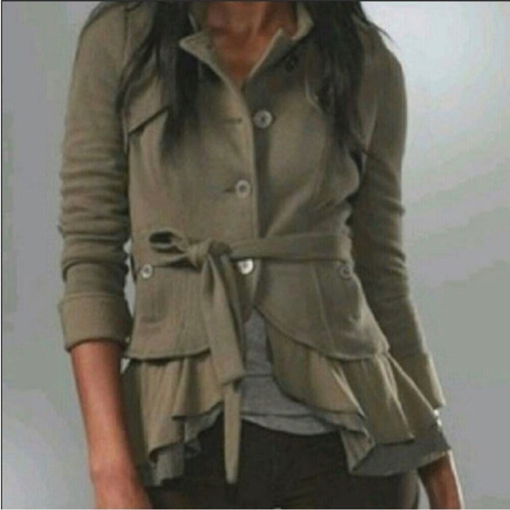 Free people vintage olive green utility jacket peplum size 2